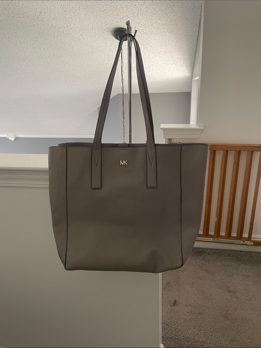 Michael Kors Taupe Leather Tote with MK Logo